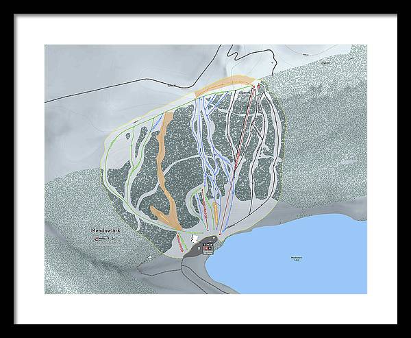 Meadowlark Ski Trail Map - Framed Print - Powderaddicts