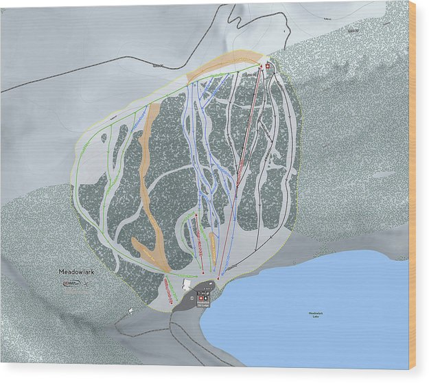 Meadowlark Ski Trail Map - Wood Print - Powderaddicts