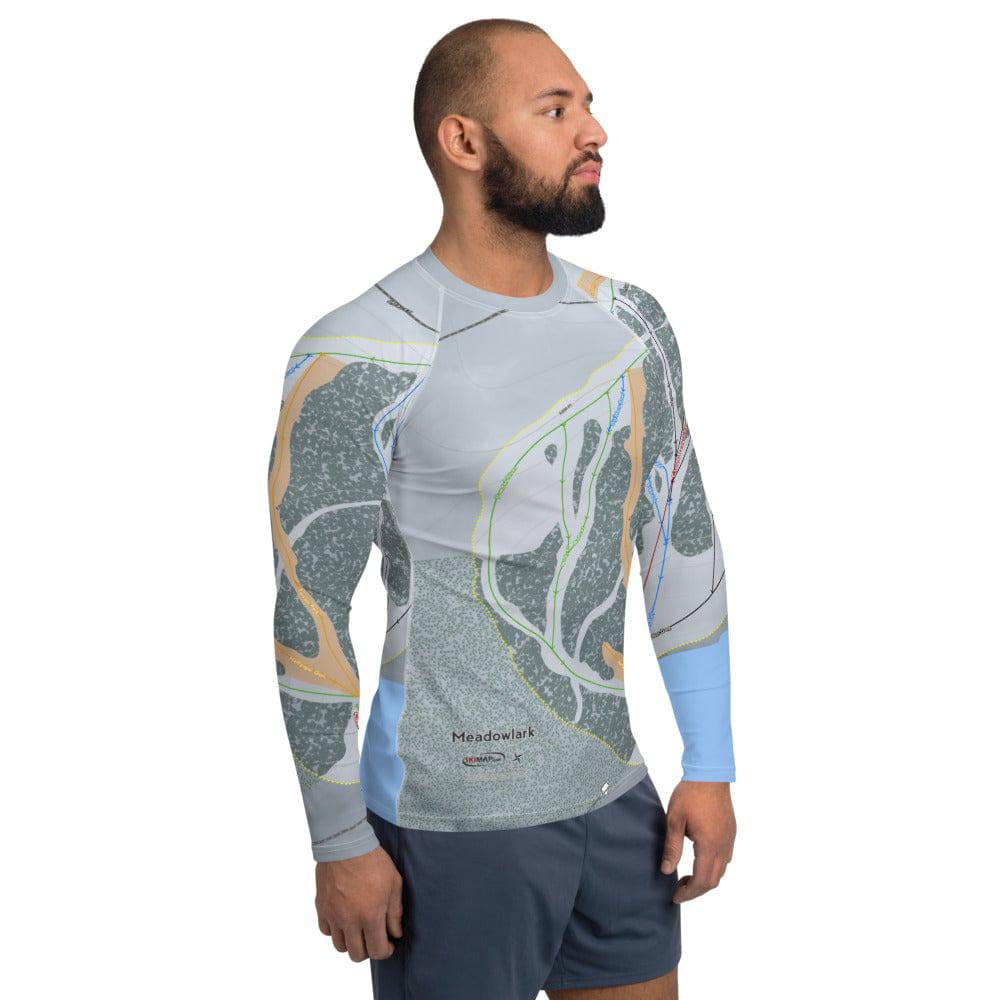 Meadowlark, Wyoming Ski Trail Map Men's Base Layer Top - Powderaddicts