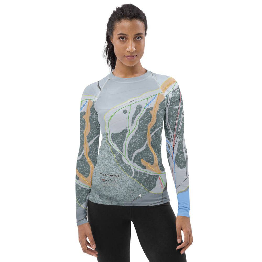 Meadowlark, Wyoming Ski Trail Map Women's Base Layer Top