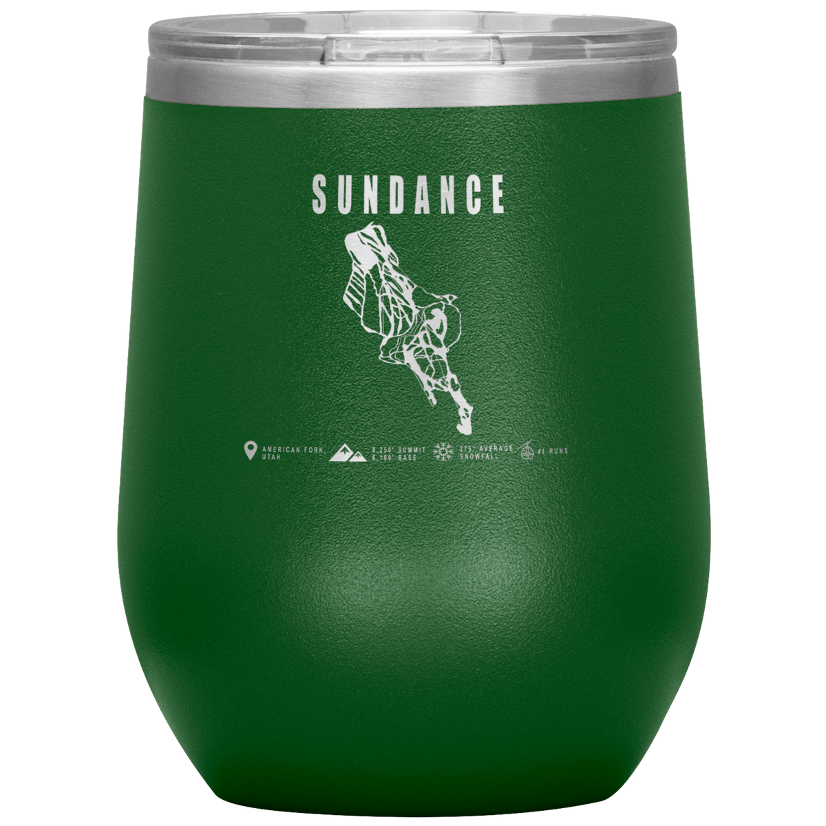 Sundance,Utah Ski Trail Map Wine 12oz Tumbler - Powderaddicts