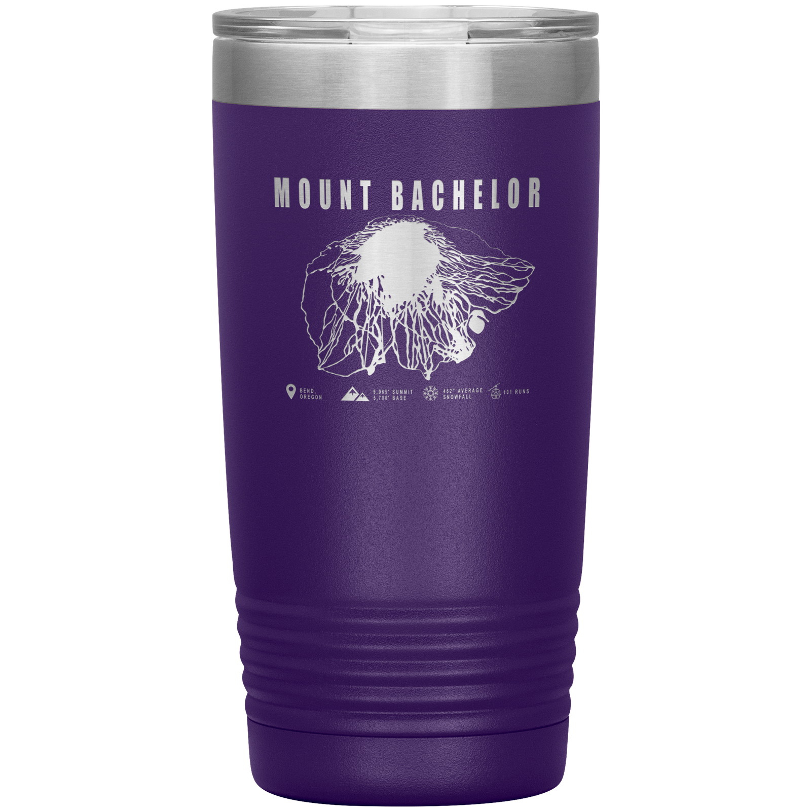 Mount Bachelor, Oregon Ski Trail Map 20oz Tumbler - Powderaddicts