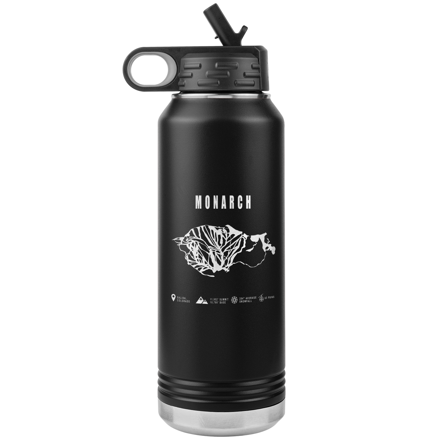 Monarch Colorado Ski Trail Map 32oz Water Bottle Tumbler