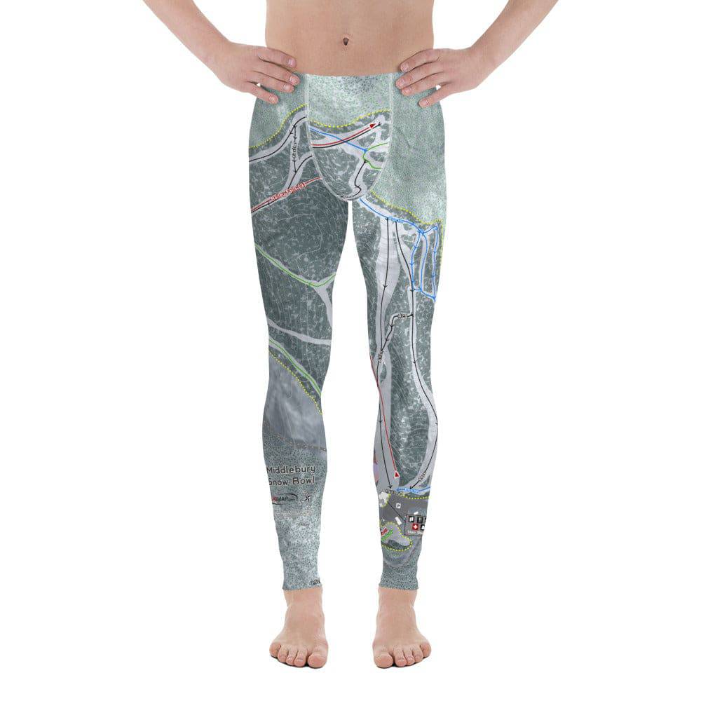 Middlebury Snow Bowl, Vermont Ski Trail Map Men's Base Layer Bottom
