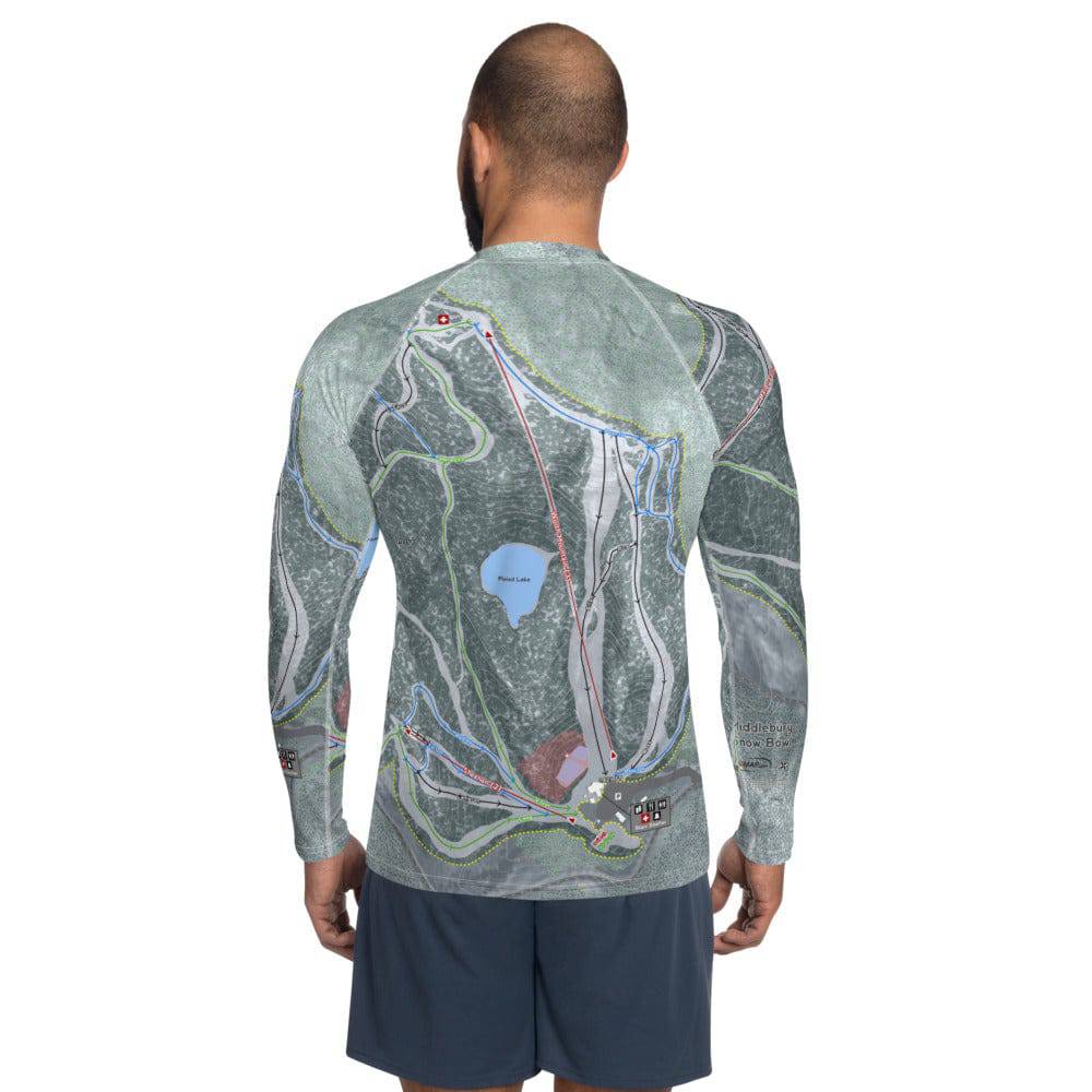 Middle Bury Snow Bowl, Vermont Ski Trail Map Men's Base Layer Top - Powderaddicts