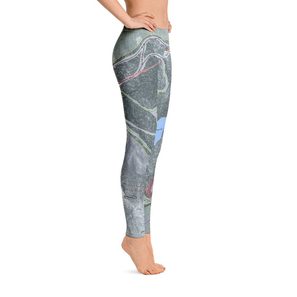 Middle Bury Snow Bowl, Vermont Ski Trail Map Women's Base Layer Bottom - Powderaddicts