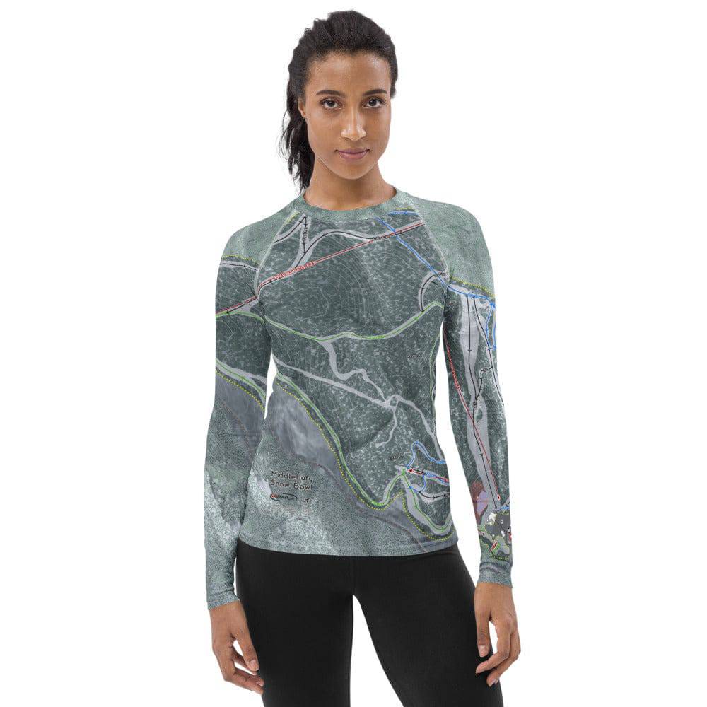 Middlebury Snow Bowl, Vermont Ski Trail Map Women's Base Layer Top