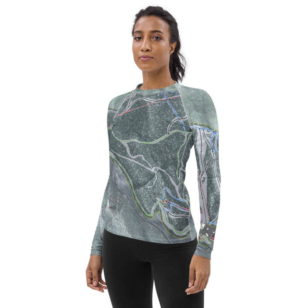 Middle Bury Snow Bowl, Vermont Ski Trail Map Women's Base Layer Top - Powderaddicts