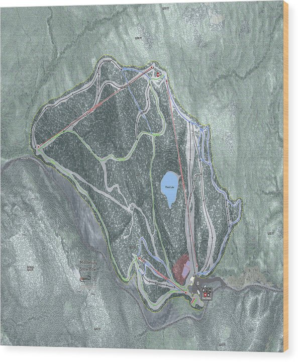 Middlebury Snow Bowl Ski Trail Map - Wood Print - Powderaddicts