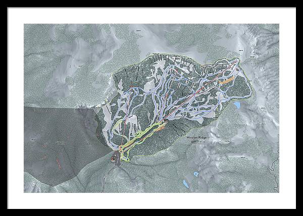 Mission Ridge Ski Trail Map - Framed Print - Powderaddicts