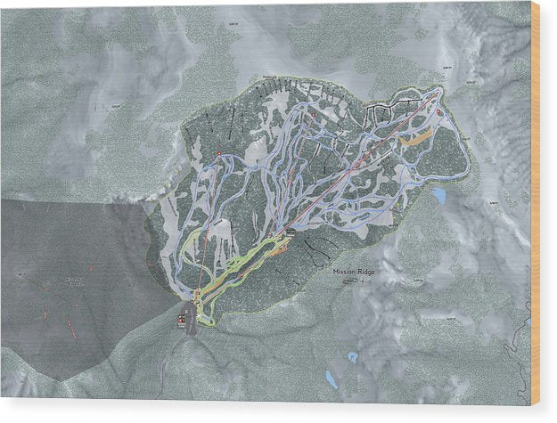 Mission Ridge Ski Trail Map - Wood Print - Powderaddicts