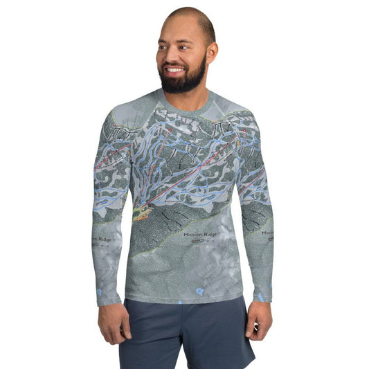Mission Ridge, Washington Ski Trail Map Men's Base Layer Top - Powderaddicts