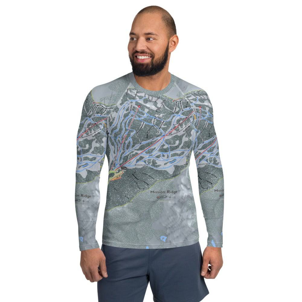 Mission Ridge, Washington Ski Trail Map Men's Base Layer Top - Powderaddicts