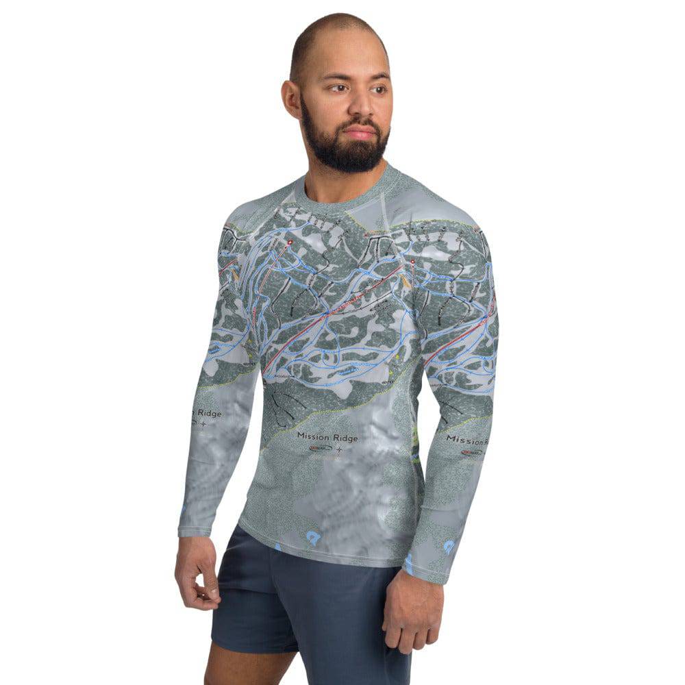 Mission Ridge, Washington Ski Trail Map Men's Base Layer Top - Powderaddicts