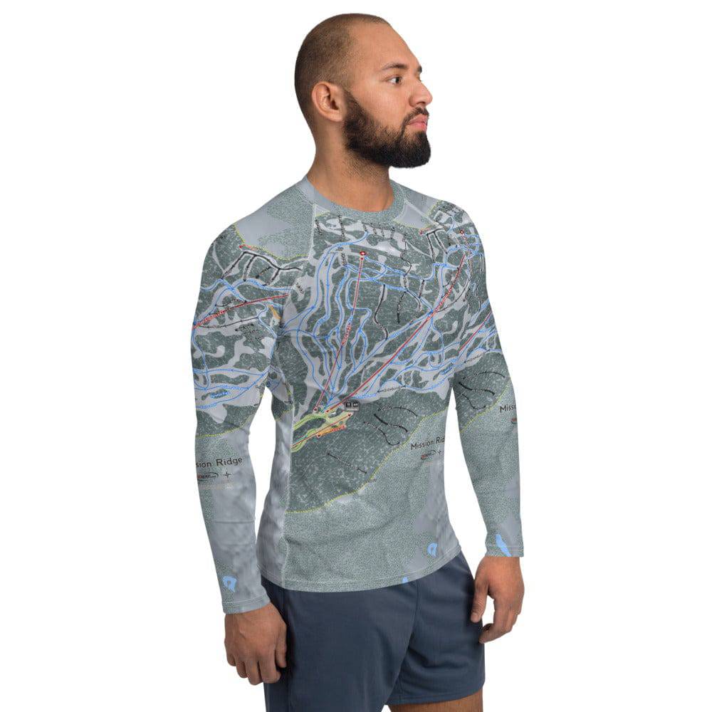 Mission Ridge, Washington Ski Trail Map Men's Base Layer Top - Powderaddicts