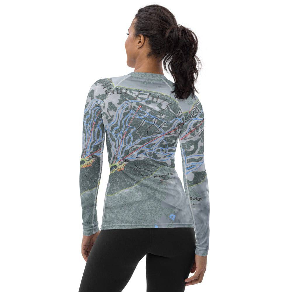 Mission Ridge, Washington Ski Trail Map Women's Base Layer Top - Powderaddicts