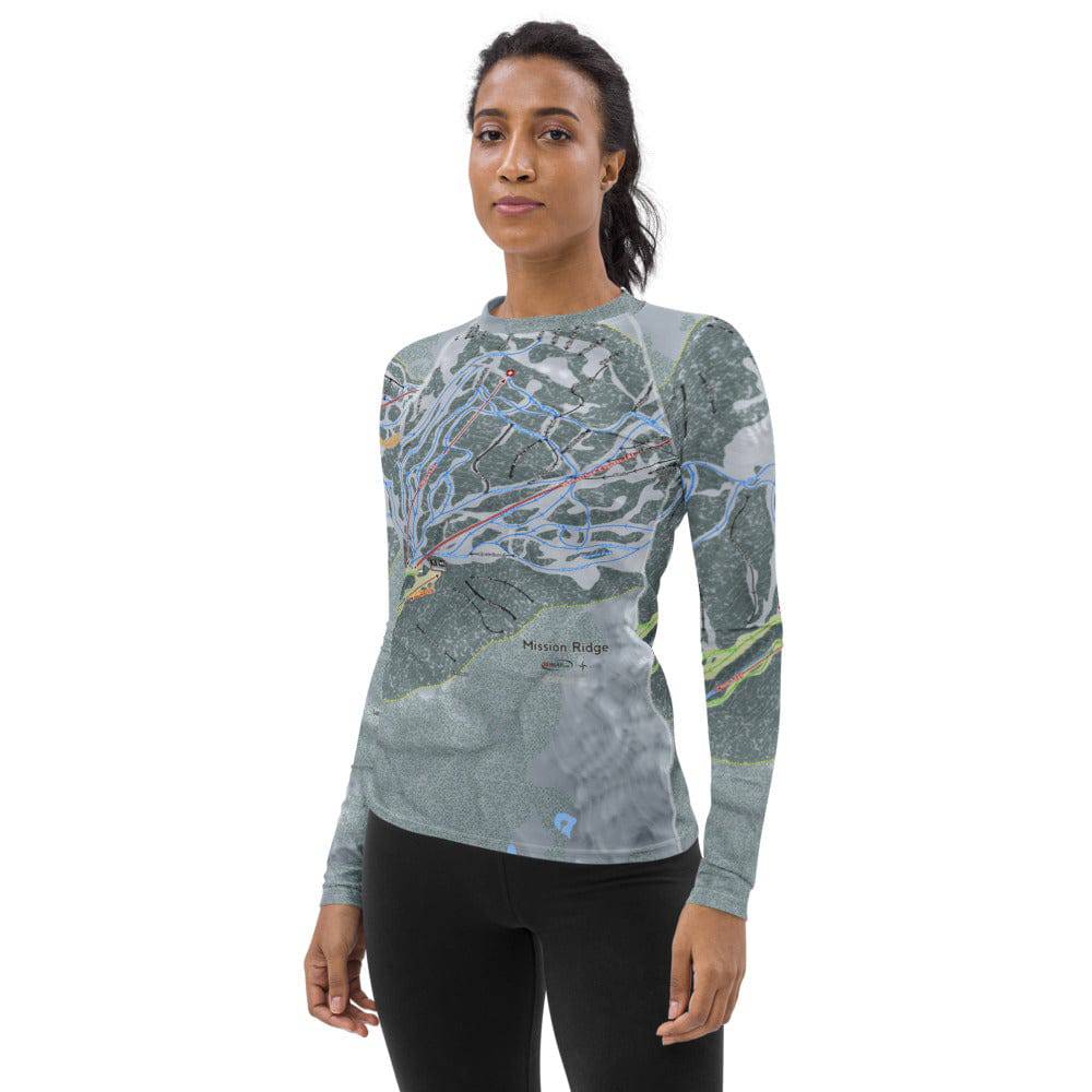 Mission Ridge, Washington Ski Trail Map Women's Base Layer Top - Powderaddicts