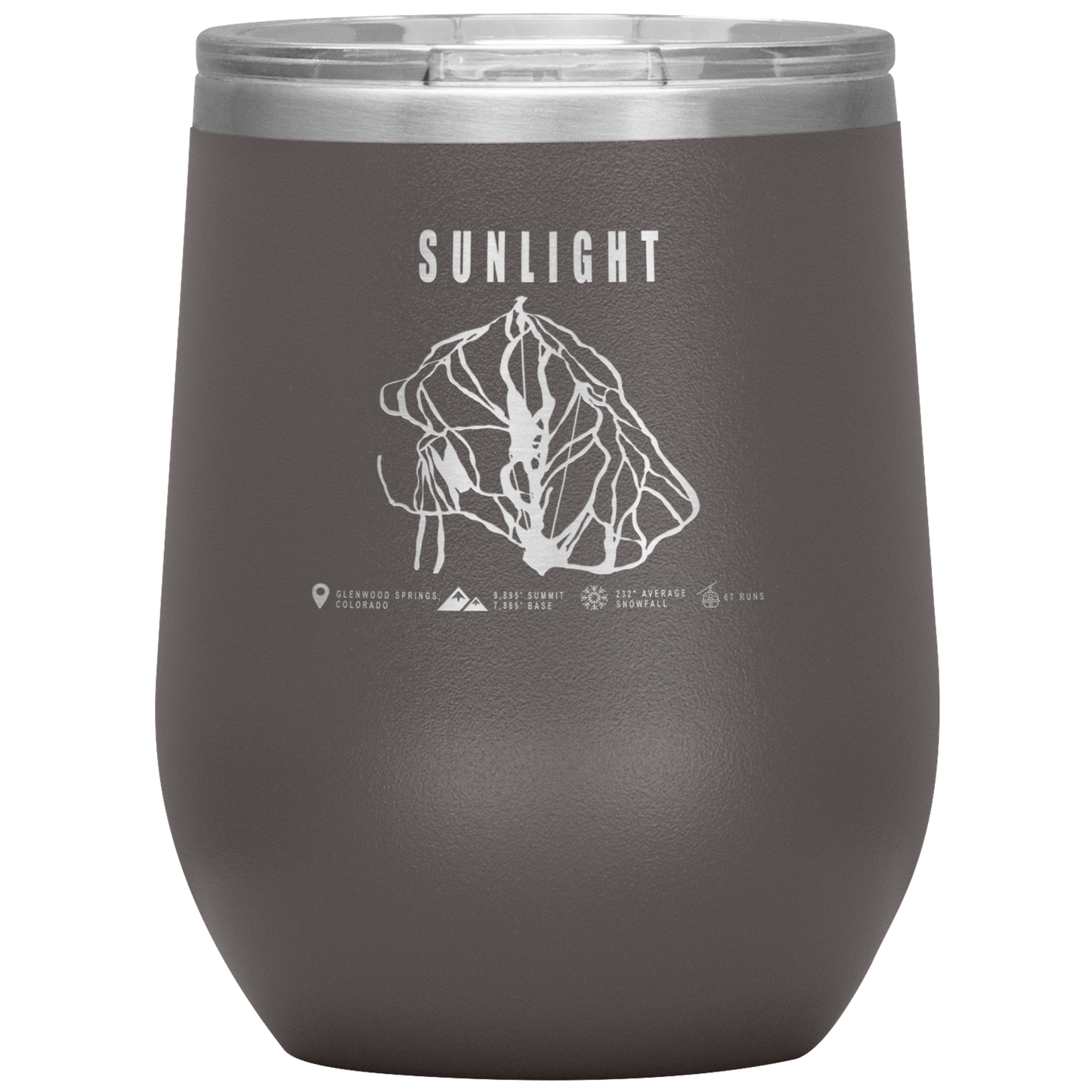 Sunlight Colorado Ski Trail Map Wine 12oz Tumbler - Powderaddicts