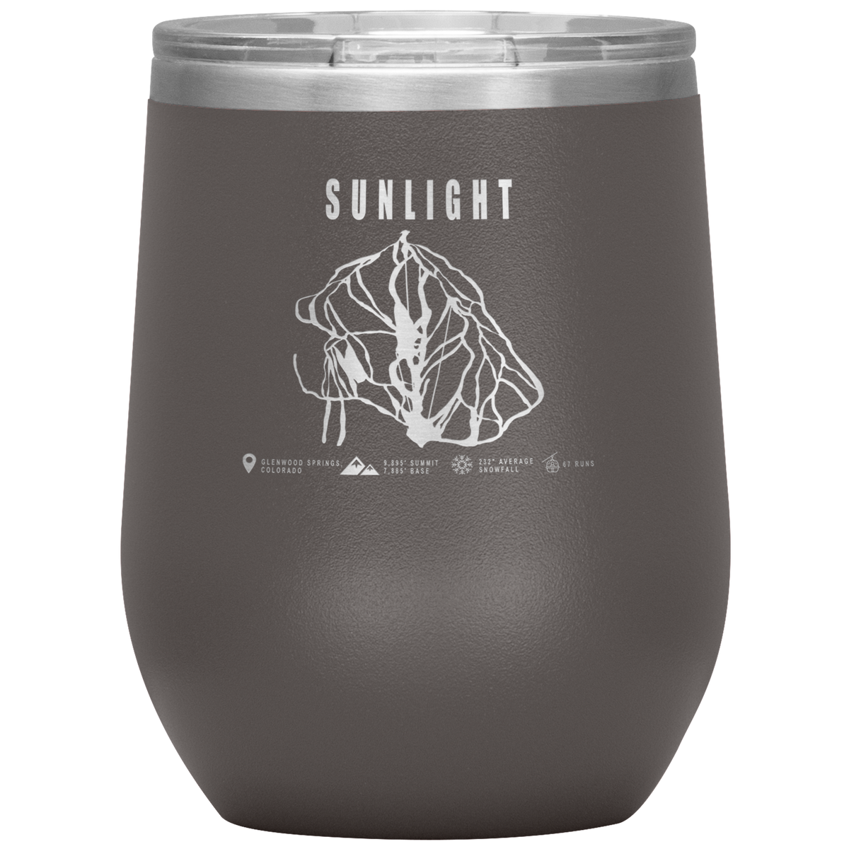 Sunlight Colorado Ski Trail Map Wine 12oz Tumbler - Powderaddicts