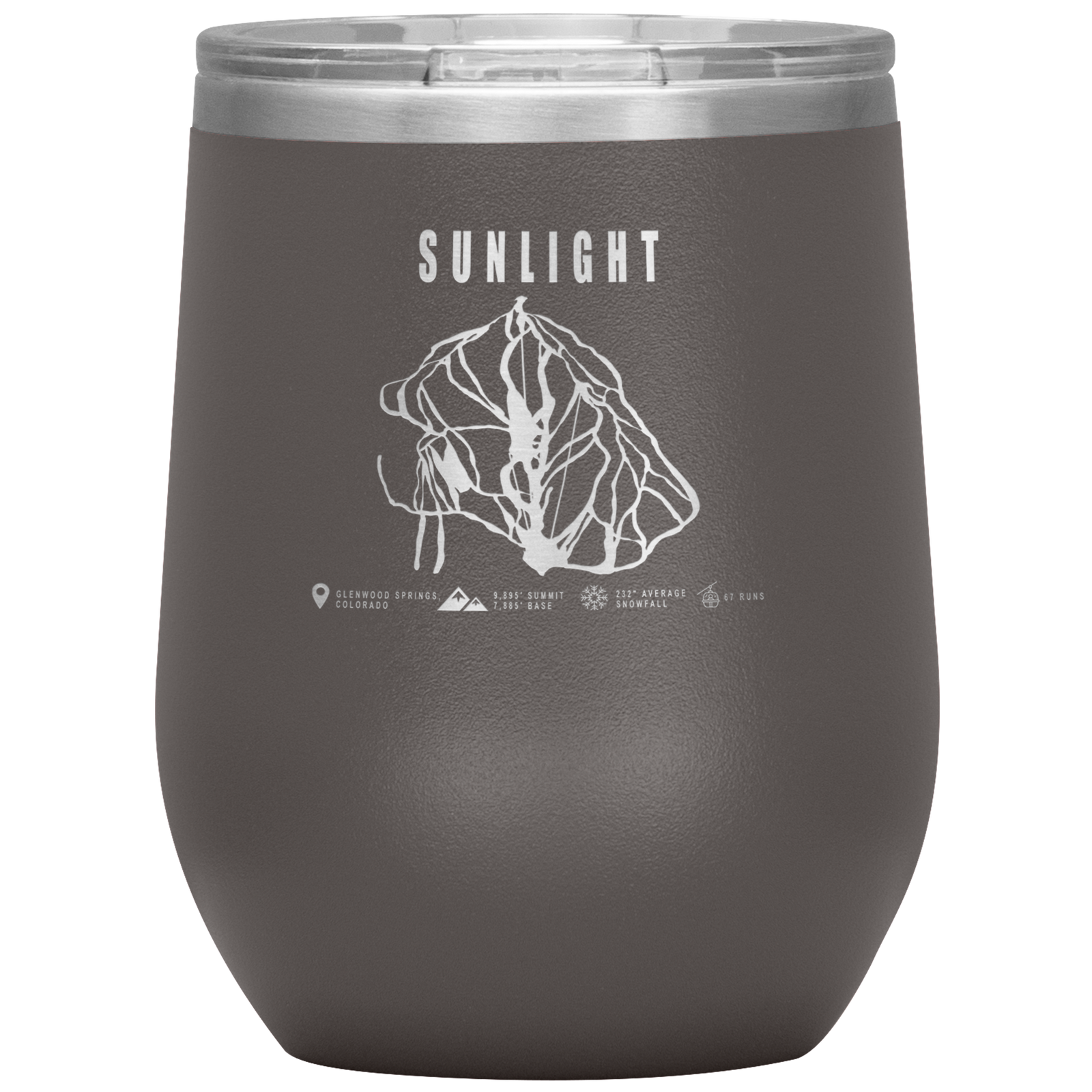 Sunlight Colorado Ski Trail Map Wine 12oz Tumbler - Powderaddicts