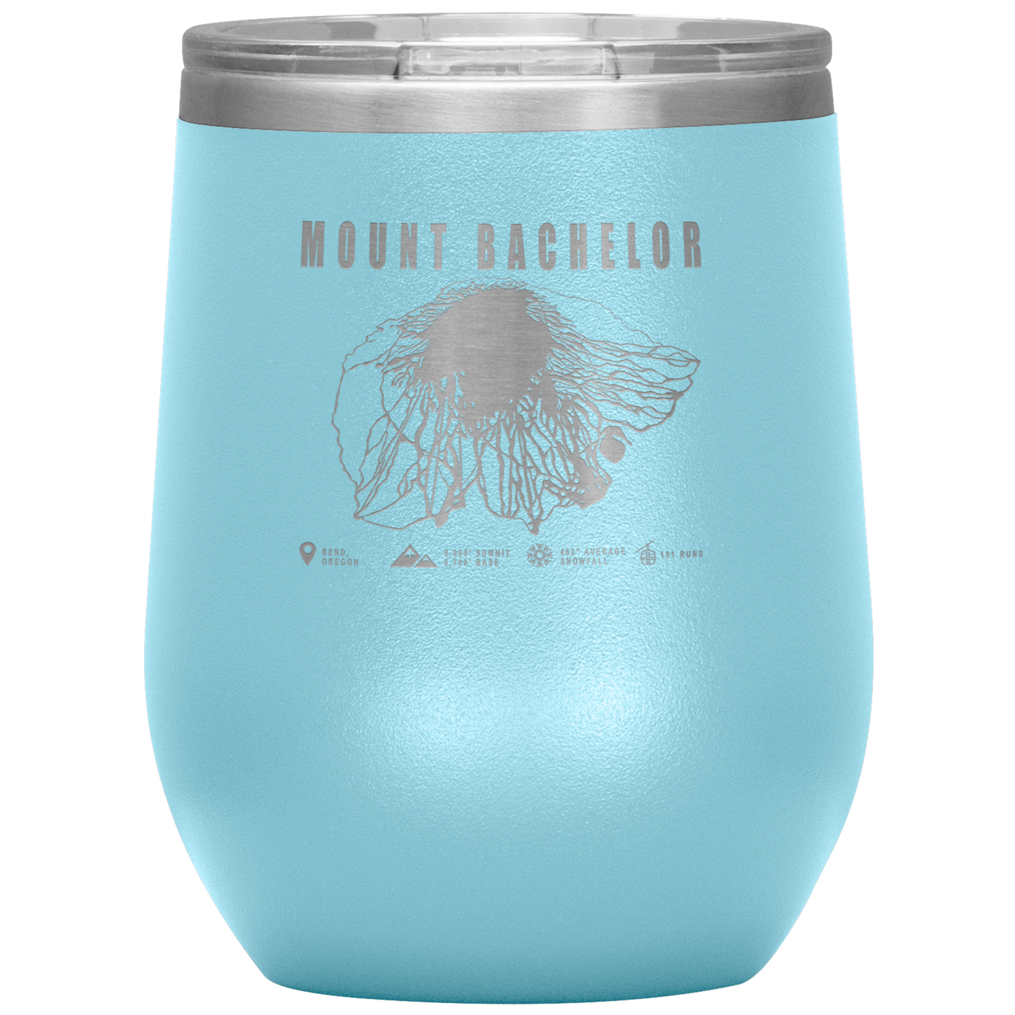 Mount Bachelor, Oregon Ski Trail Map Wine 12oz Tumbler - Powderaddicts