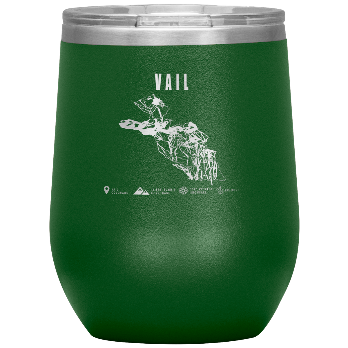 Vail Colorado Ski Trail Map Wine 12oz Tumbler - Powderaddicts