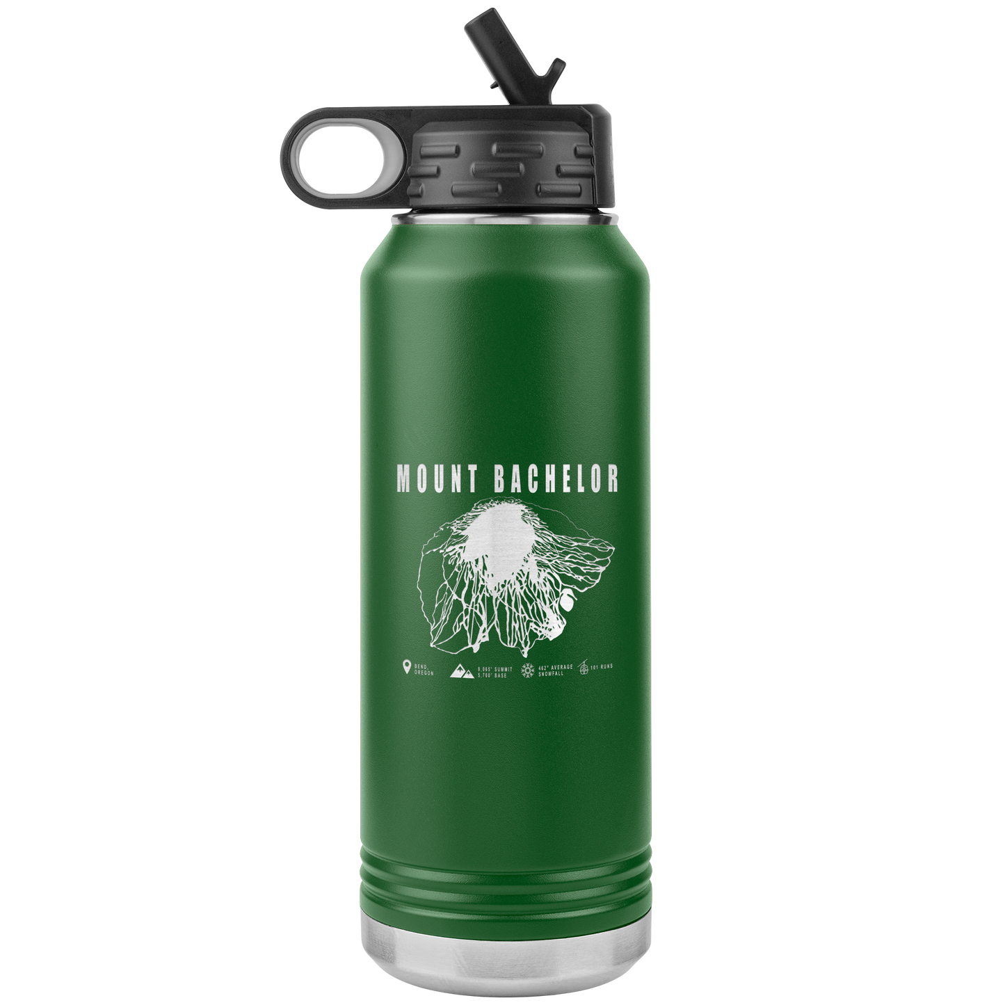 Mount Bachelor, Oregon Ski Trail Map 32oz Water Bottle Tumbler - Powderaddicts