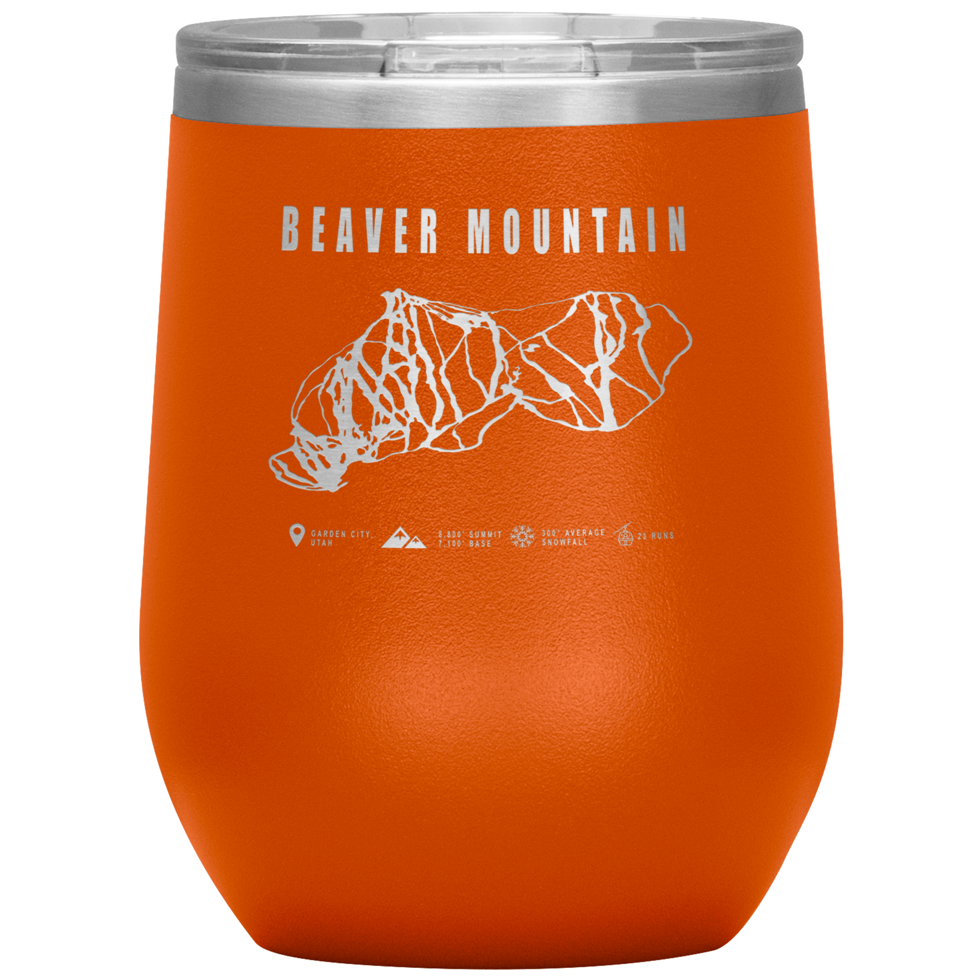 Beaver Mountain,Utah Ski Trail Map Wine 12oz Tumbler - Powderaddicts
