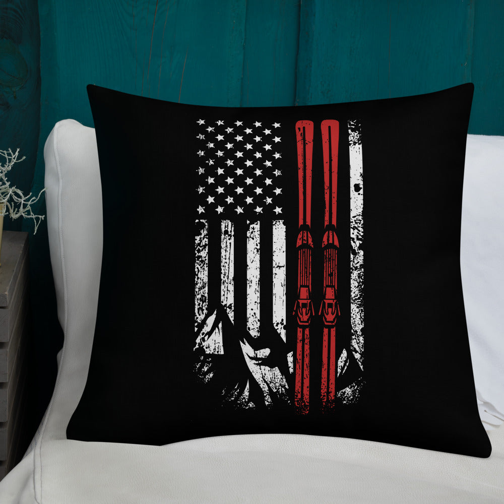 Ski USA Flag Premium Pillow - Powderaddicts