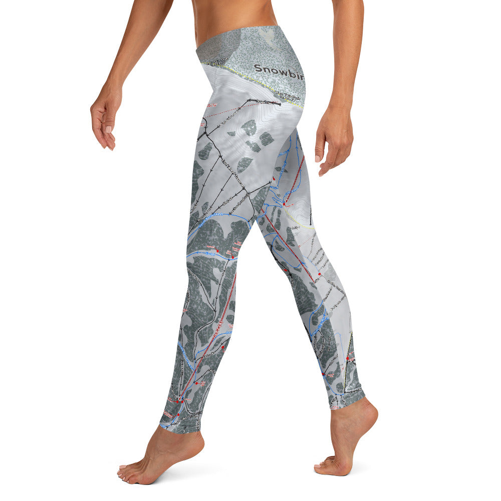 Snowbird, Utah Ski Trail Map - Leggings - Powderaddicts