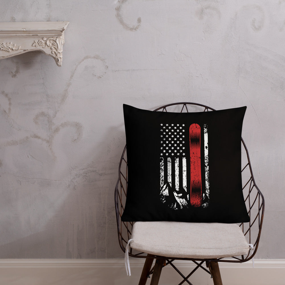 Snowboard USA Flag Premium Pillow - Powderaddicts