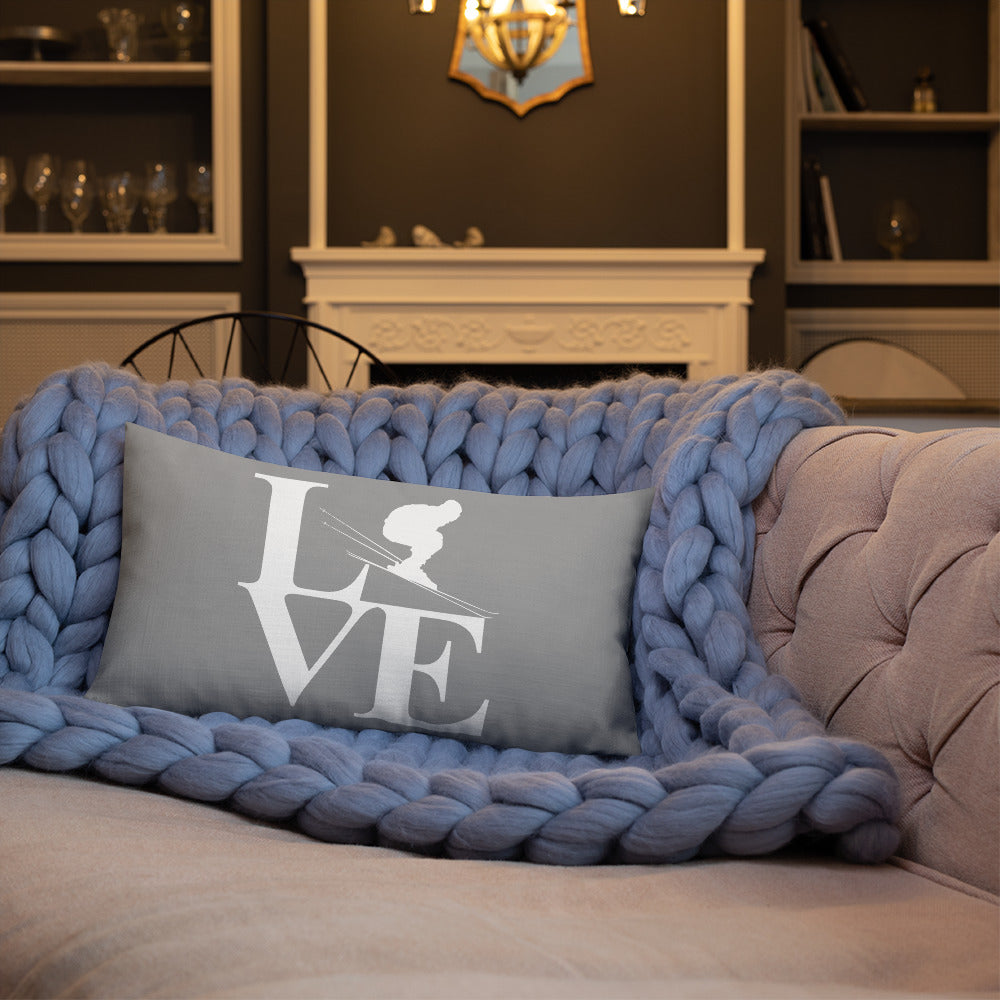 Love Ski Premium Pillow Grey and White - Powderaddicts