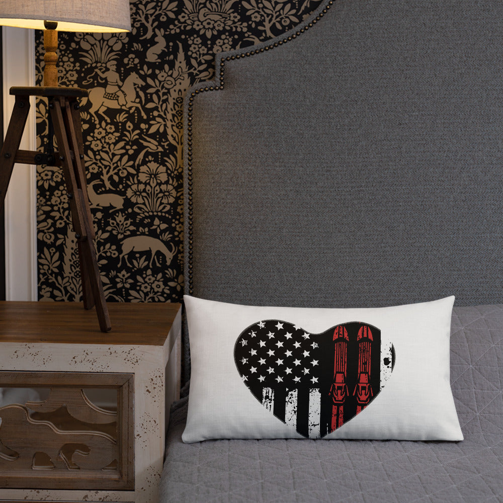 Ski USA Flag Heart Premium Pillow - Powderaddicts