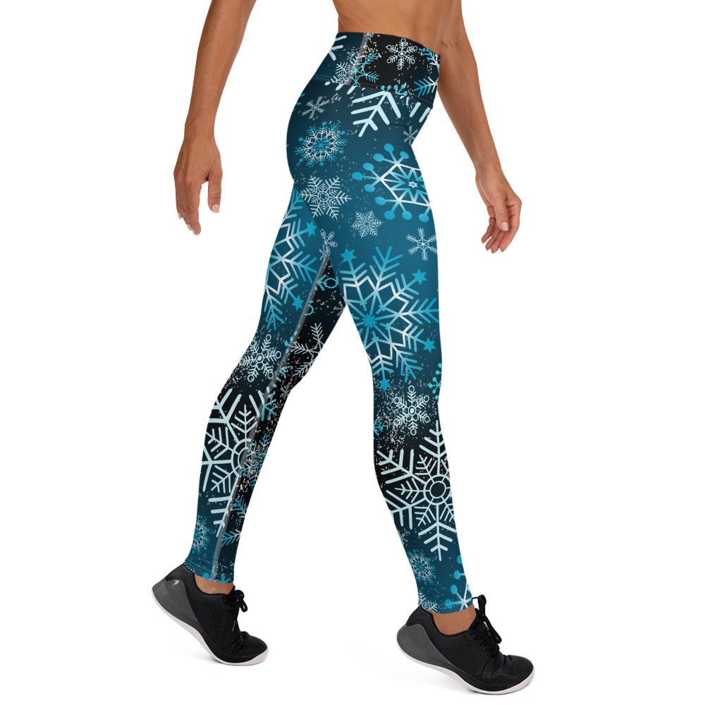 Snow Blue Grunge Yoga Leggings - Powderaddicts