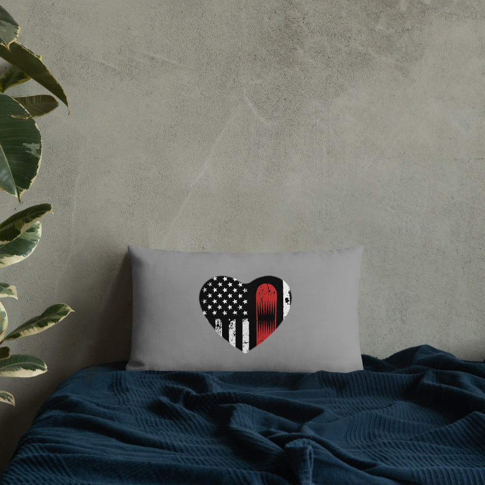 Snowboard USA Heart Flag Grey Premium Pillow - Powderaddicts