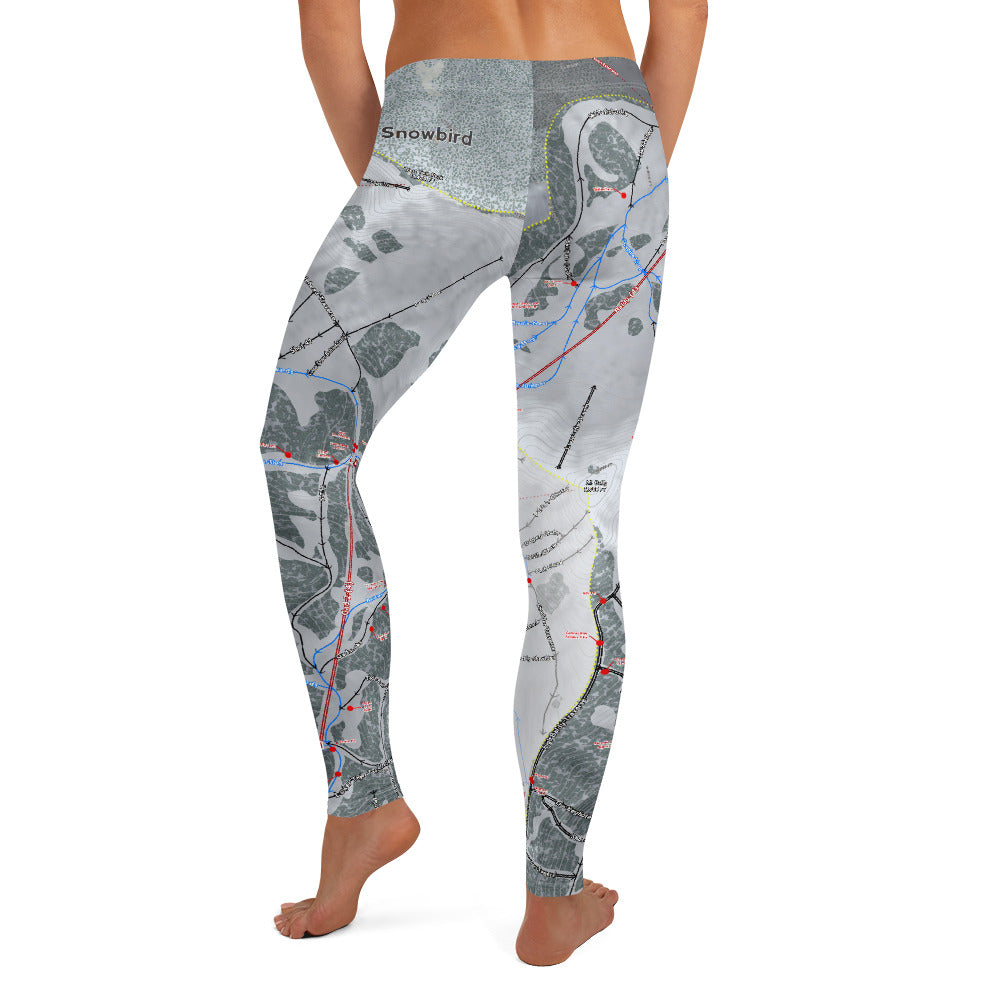 Snowbird, Utah Ski Trail Map - Leggings - Powderaddicts
