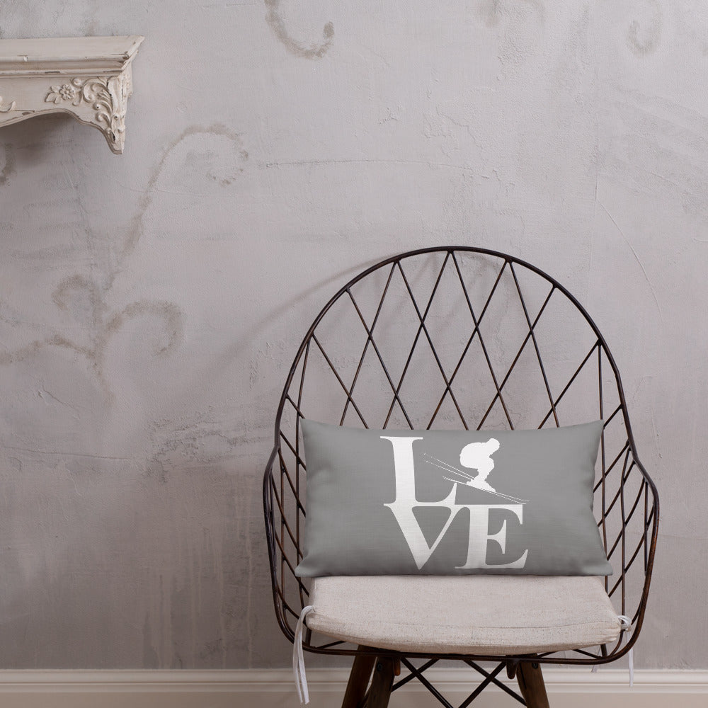 Love Ski Premium Pillow Grey and White - Powderaddicts