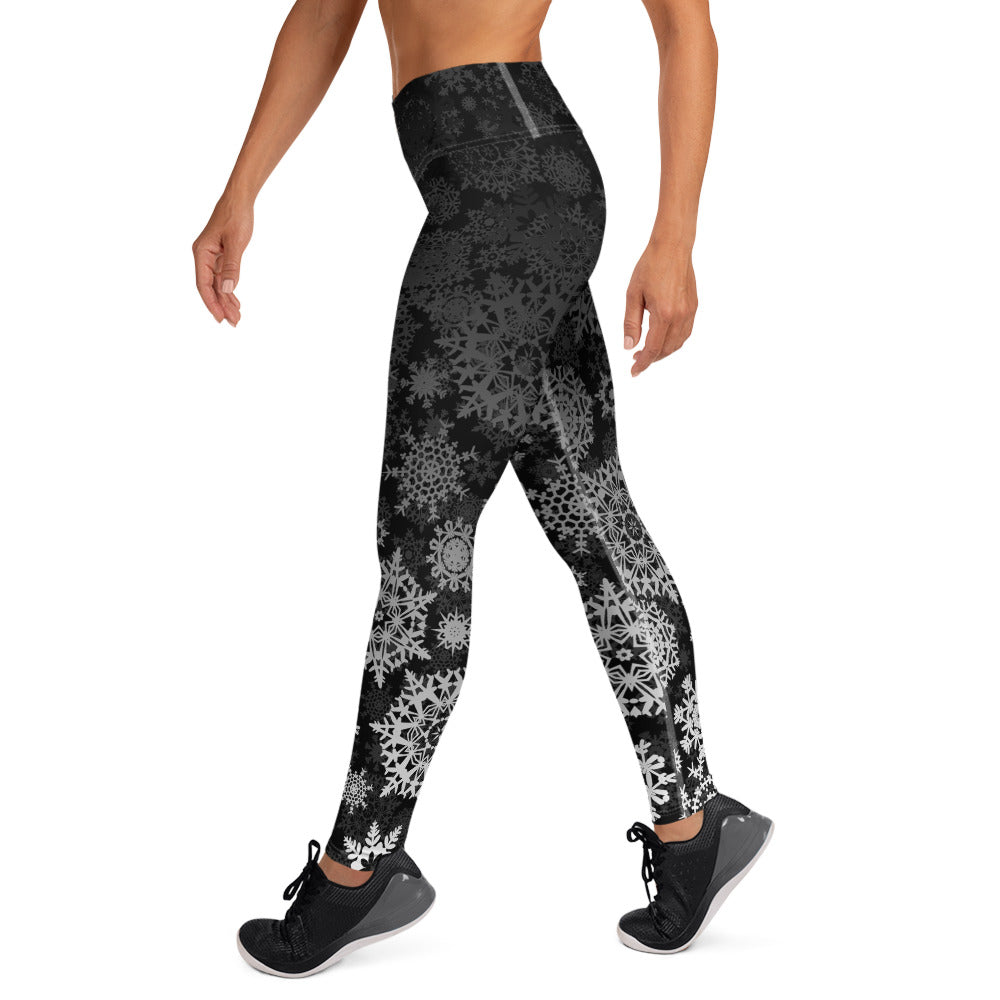 Snow Black and Silver Yoga Leggings - Powderaddicts