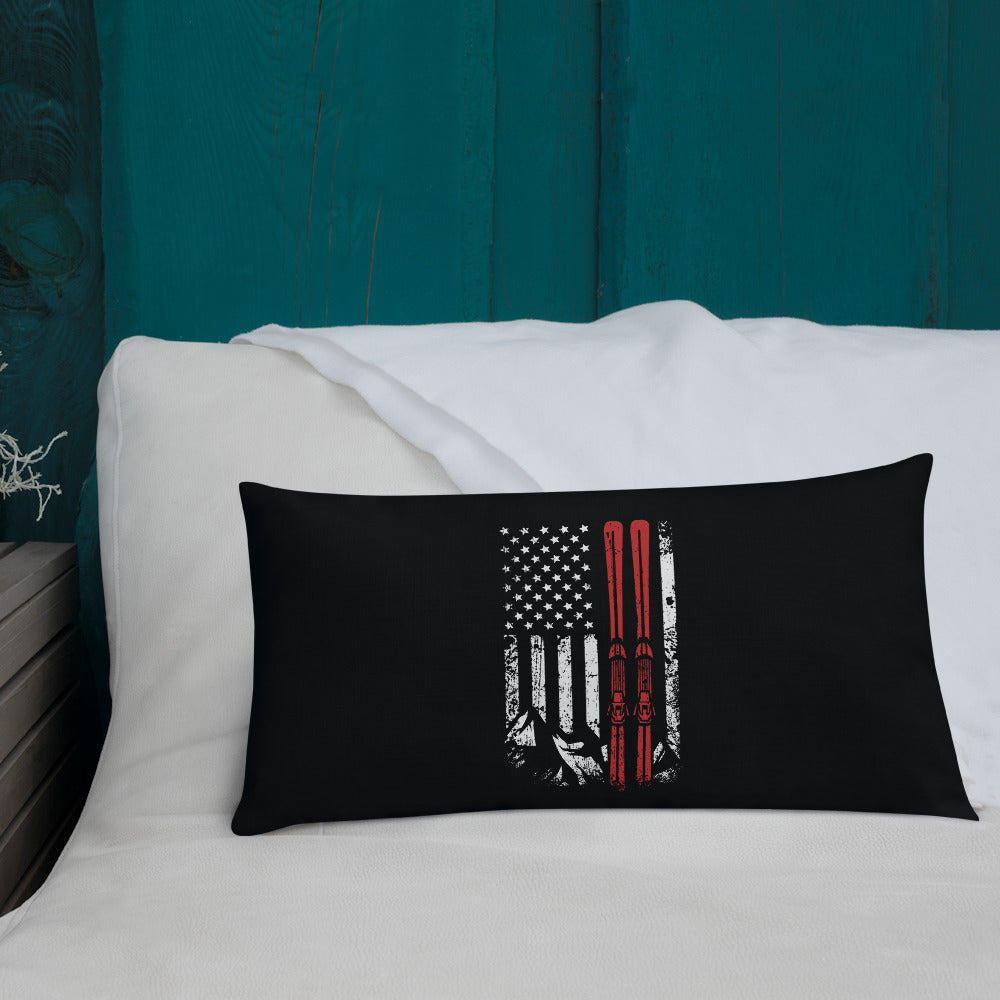 Ski USA Flag Premium Pillow - Powderaddicts
