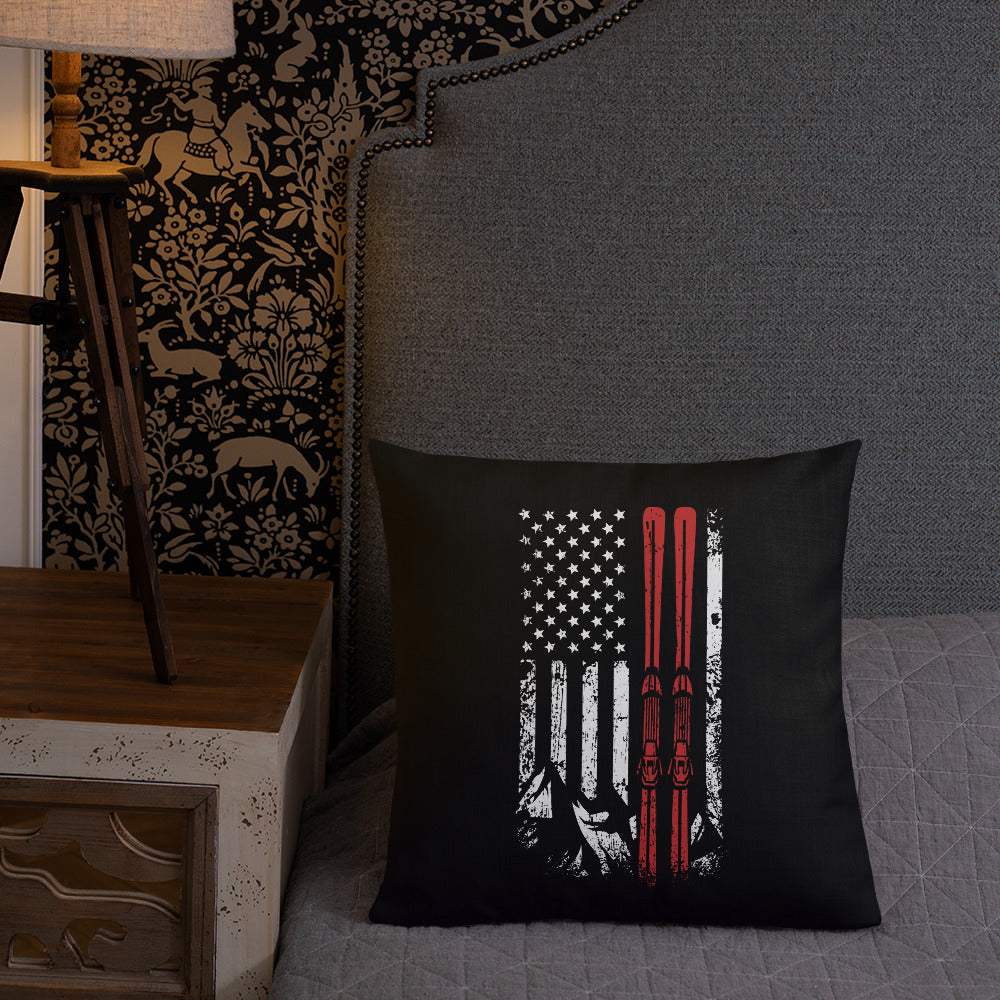 Ski USA Flag Premium Pillow - Powderaddicts