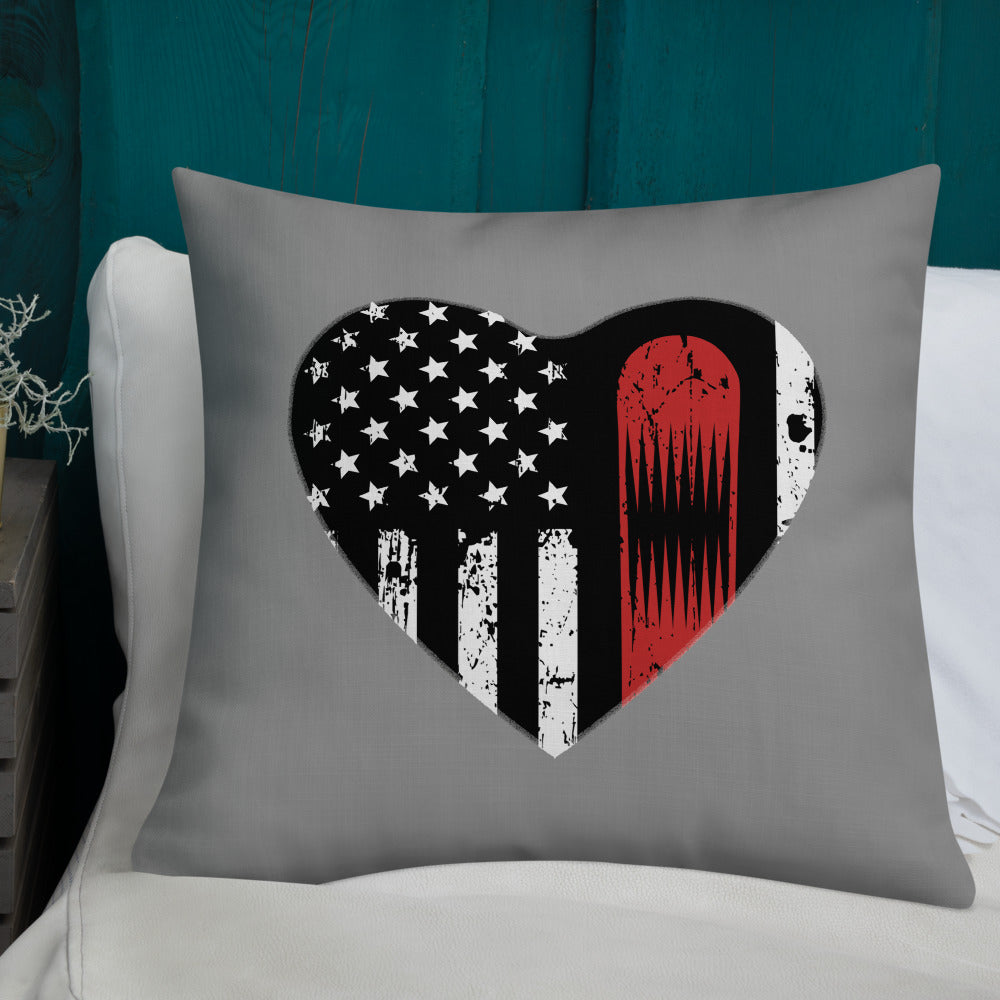 Snowboard USA Heart Flag Grey Premium Pillow - Powderaddicts