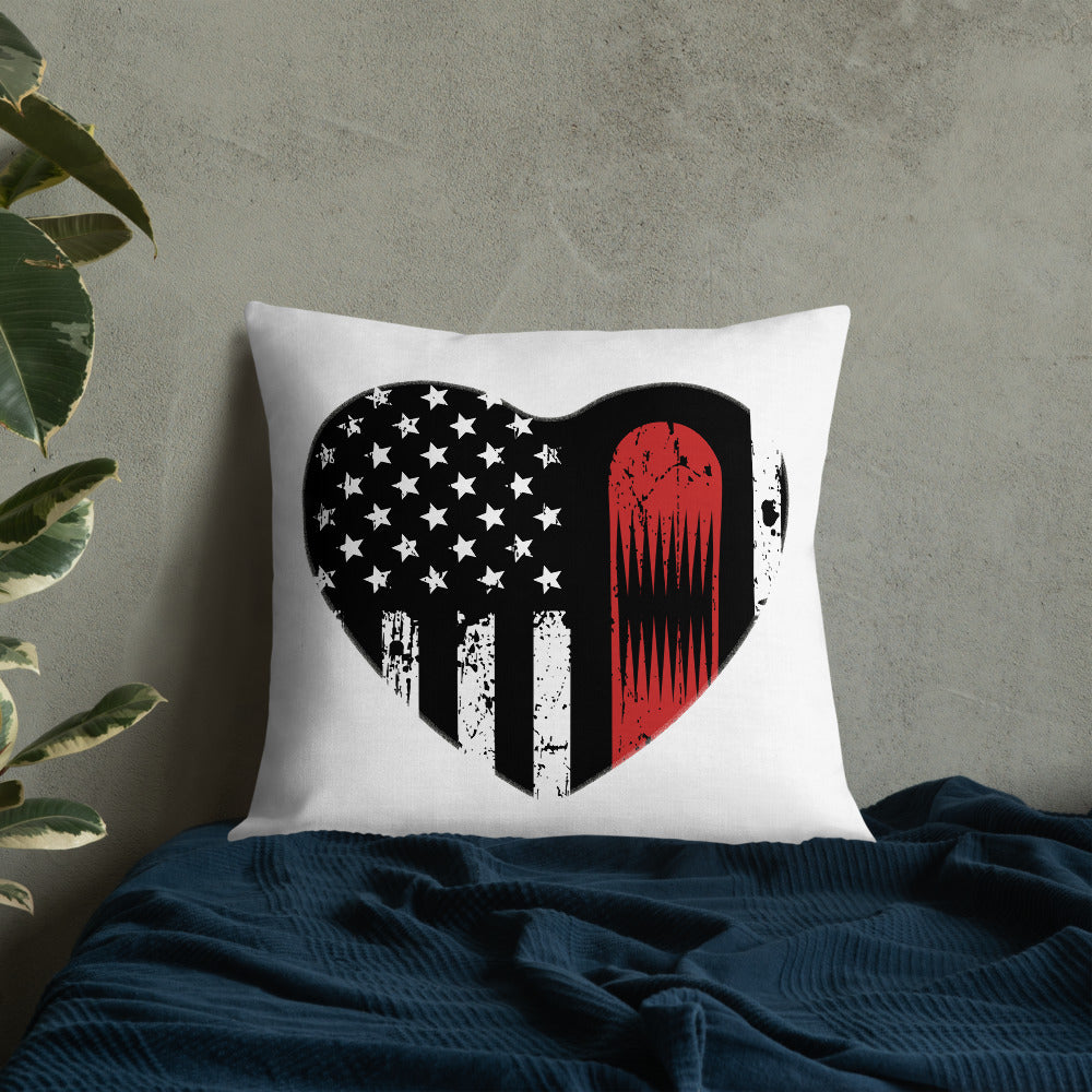 Snowboard USA Flag Heart Premium Pillow - Powderaddicts