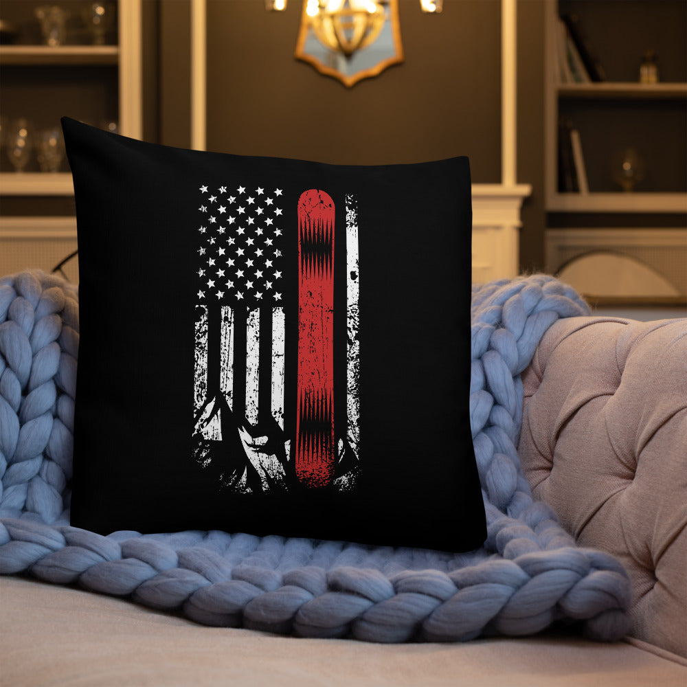 Snowboard USA Flag Premium Pillow - Powderaddicts