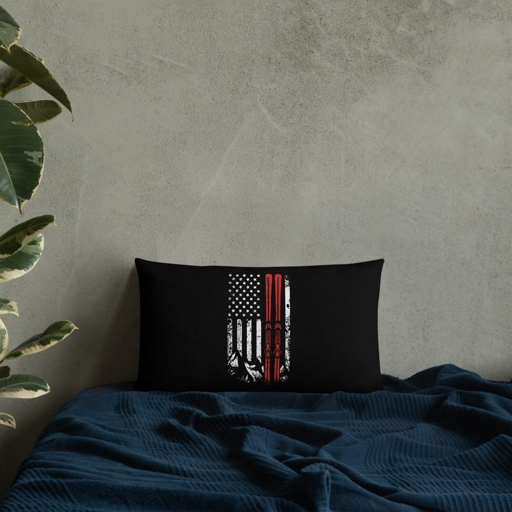 Ski USA Flag Premium Pillow - Powderaddicts