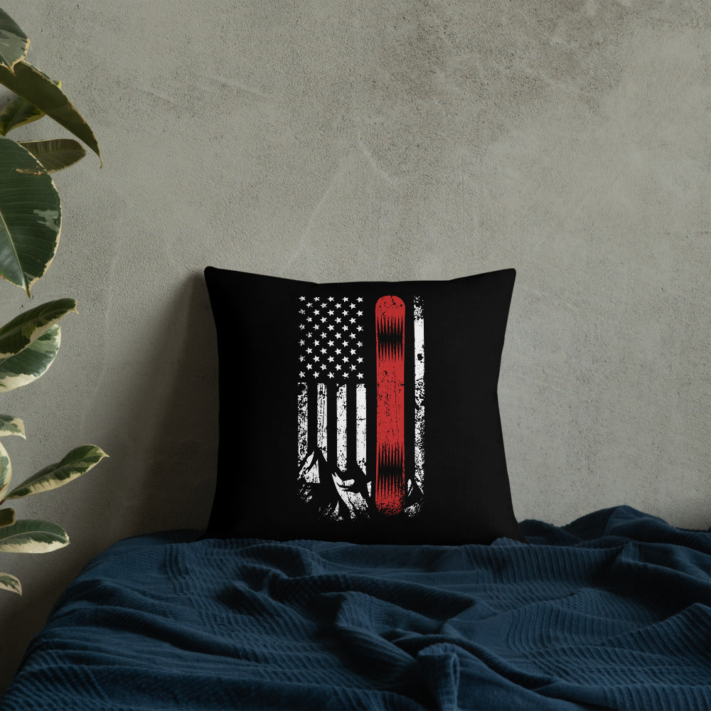 Snowboard USA Flag Premium Pillow - Powderaddicts