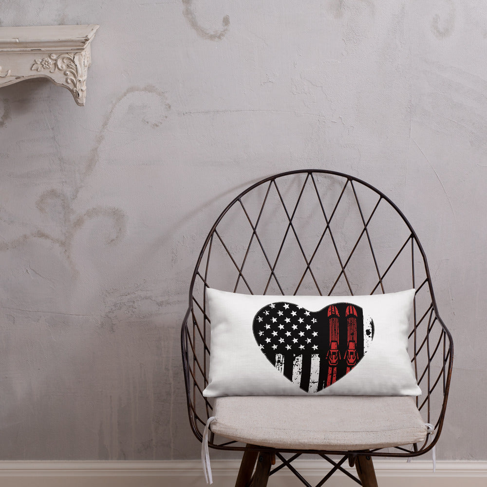 Ski USA Flag Heart Premium Pillow - Powderaddicts