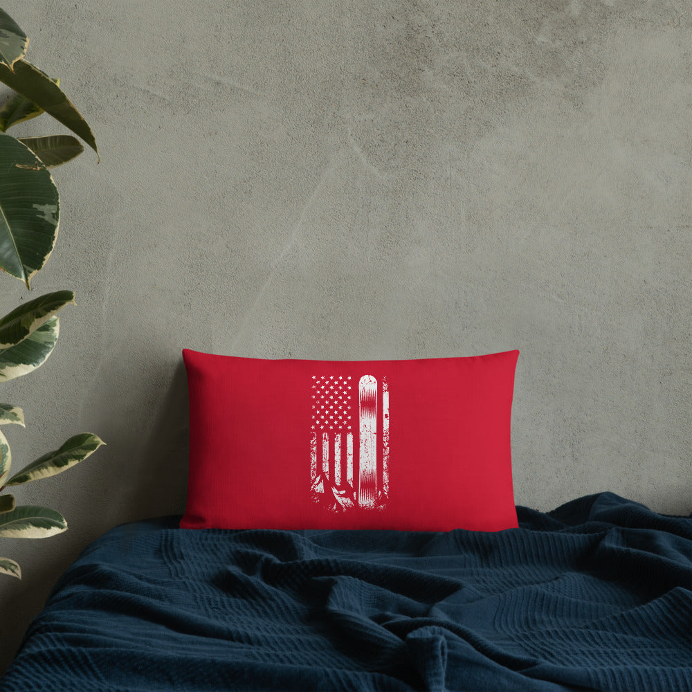 Snowboard USA Flag Red Premium Pillow - Powderaddicts