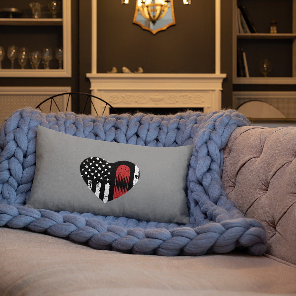 Snowboard USA Heart Flag Grey Premium Pillow - Powderaddicts