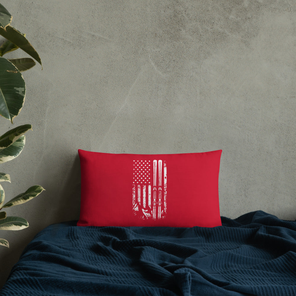 Ski USA Flag Red Premium Pillow - Powderaddicts