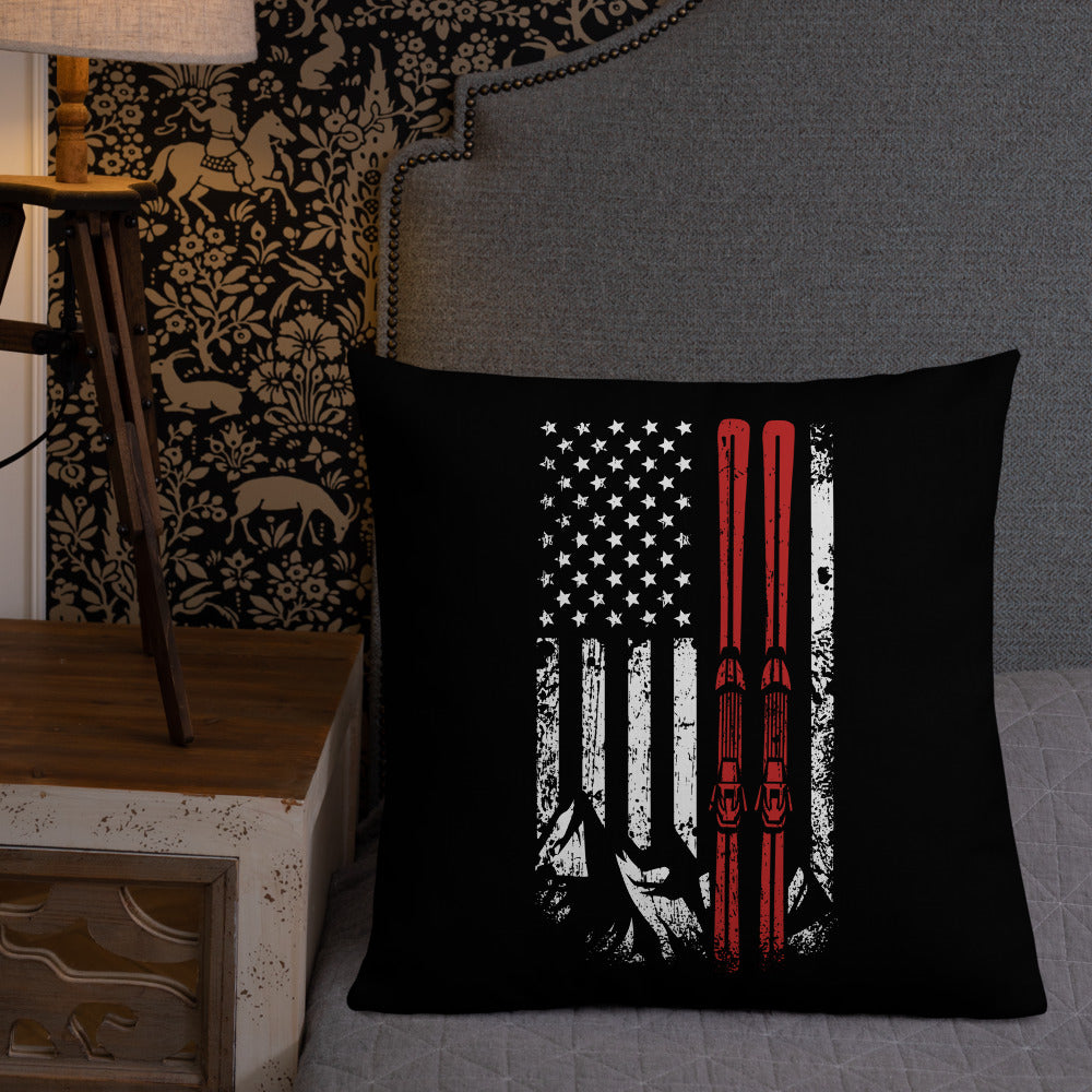 Ski USA Flag Premium Pillow - Powderaddicts